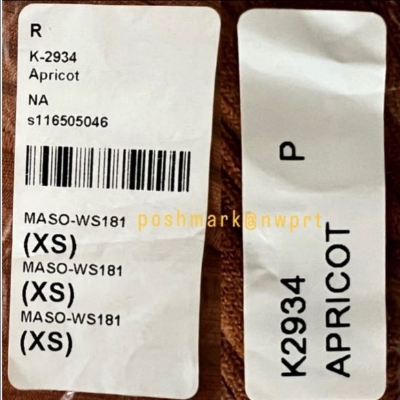 MICHELLE MASON 🍑 Ribbed Cutout Crop Top Shirt Apricot Tan XS P Petite - Picture 12 of 14